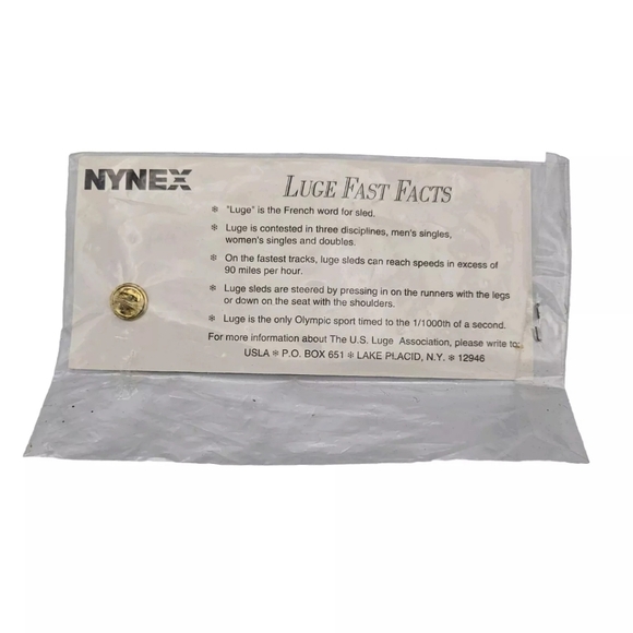 1994 Lillehammer Olympics NYNEX US Luge Team Pin Info Card NIP Olympic Collector - Picture 2 of 2